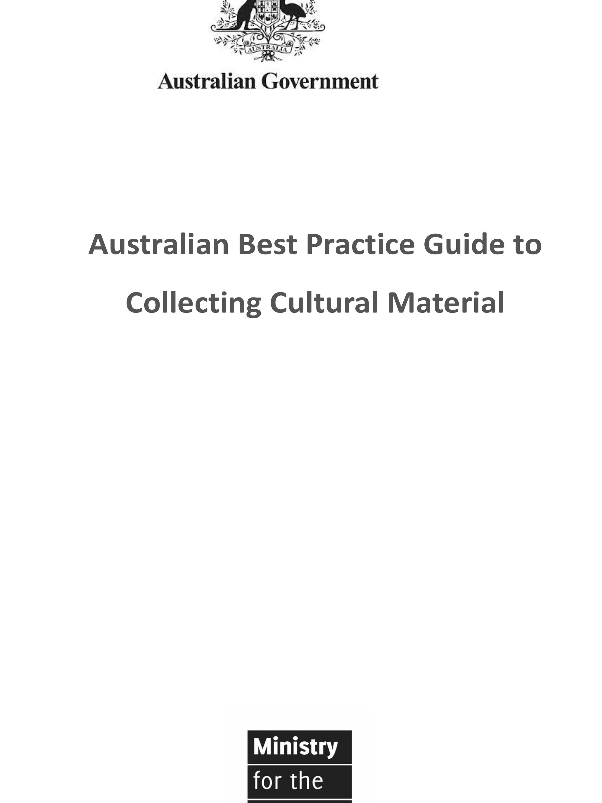 REPORT Industry cover, Australian Best Practice Guide to Collecting Cultural Material-1