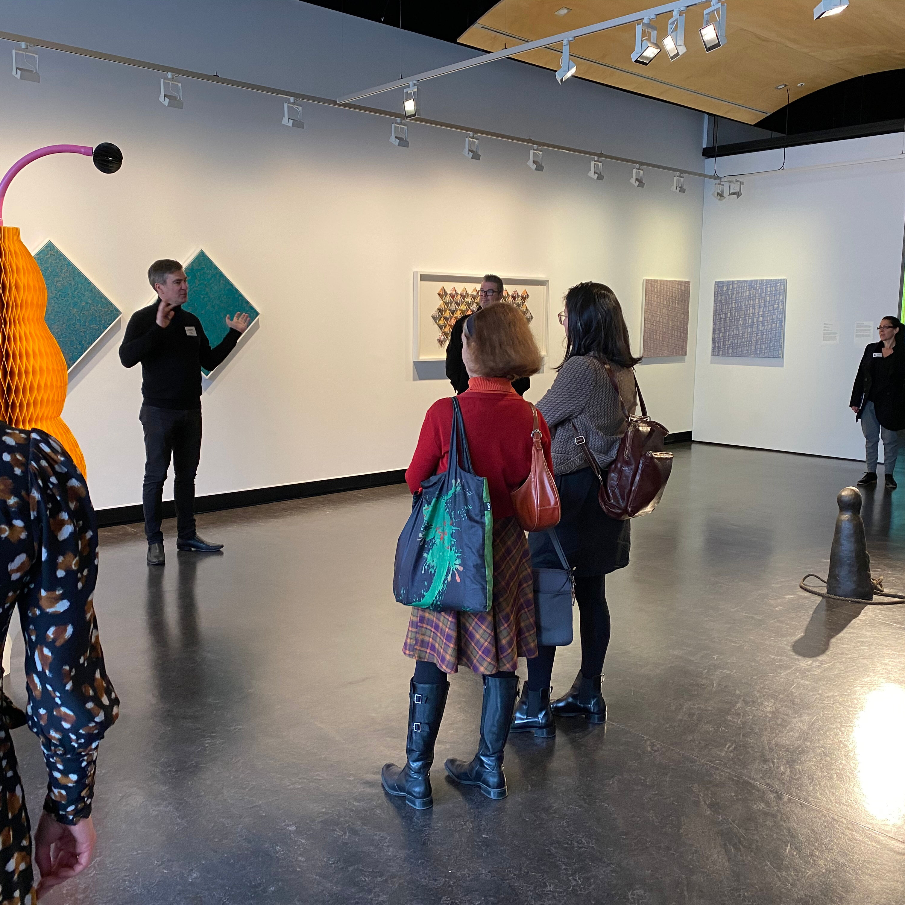 Victor Griss leads a tour if the Counihan Gallery