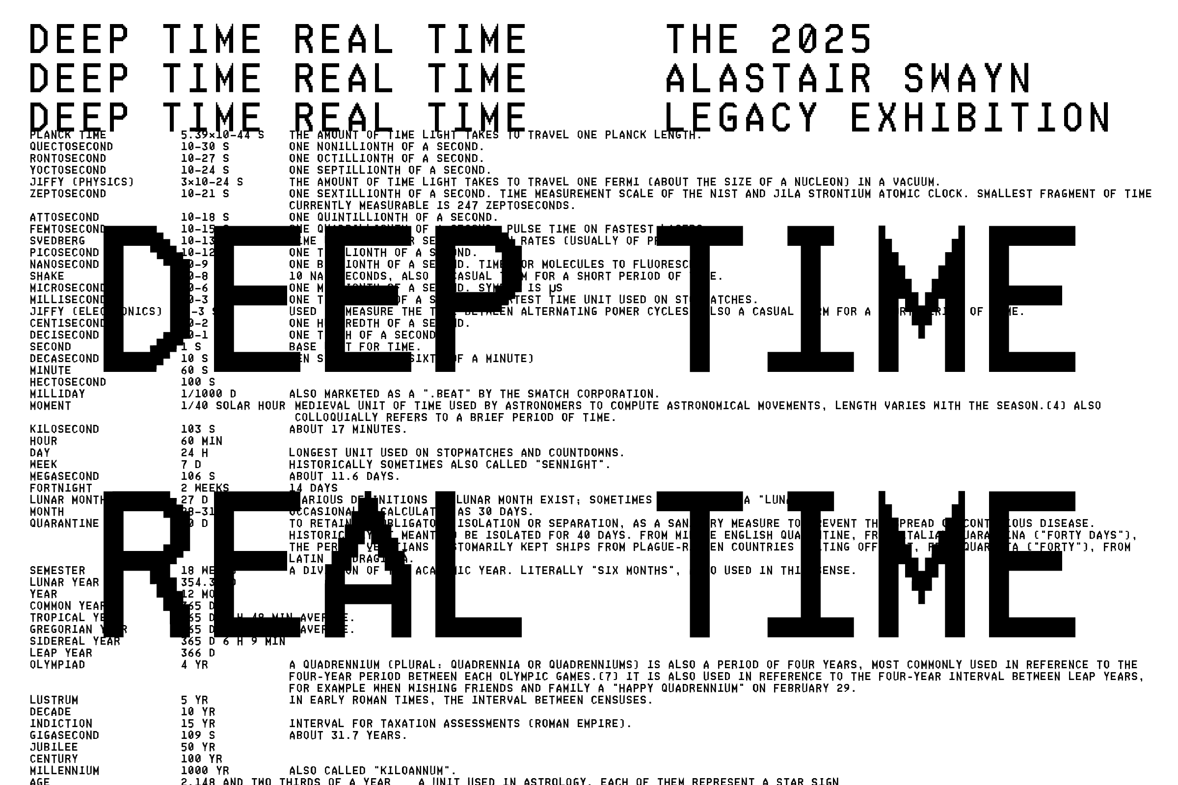 EXHIBITION RMIT Deep Time Real Time The 2025 Alastair Swayn Legacy Exhibition Graphic design by Stuart Geddes and Ziga Testen